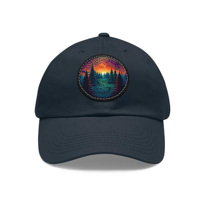 Colorful trees - Dad Hat with Leather Patch (Round) - Quirky Goodies