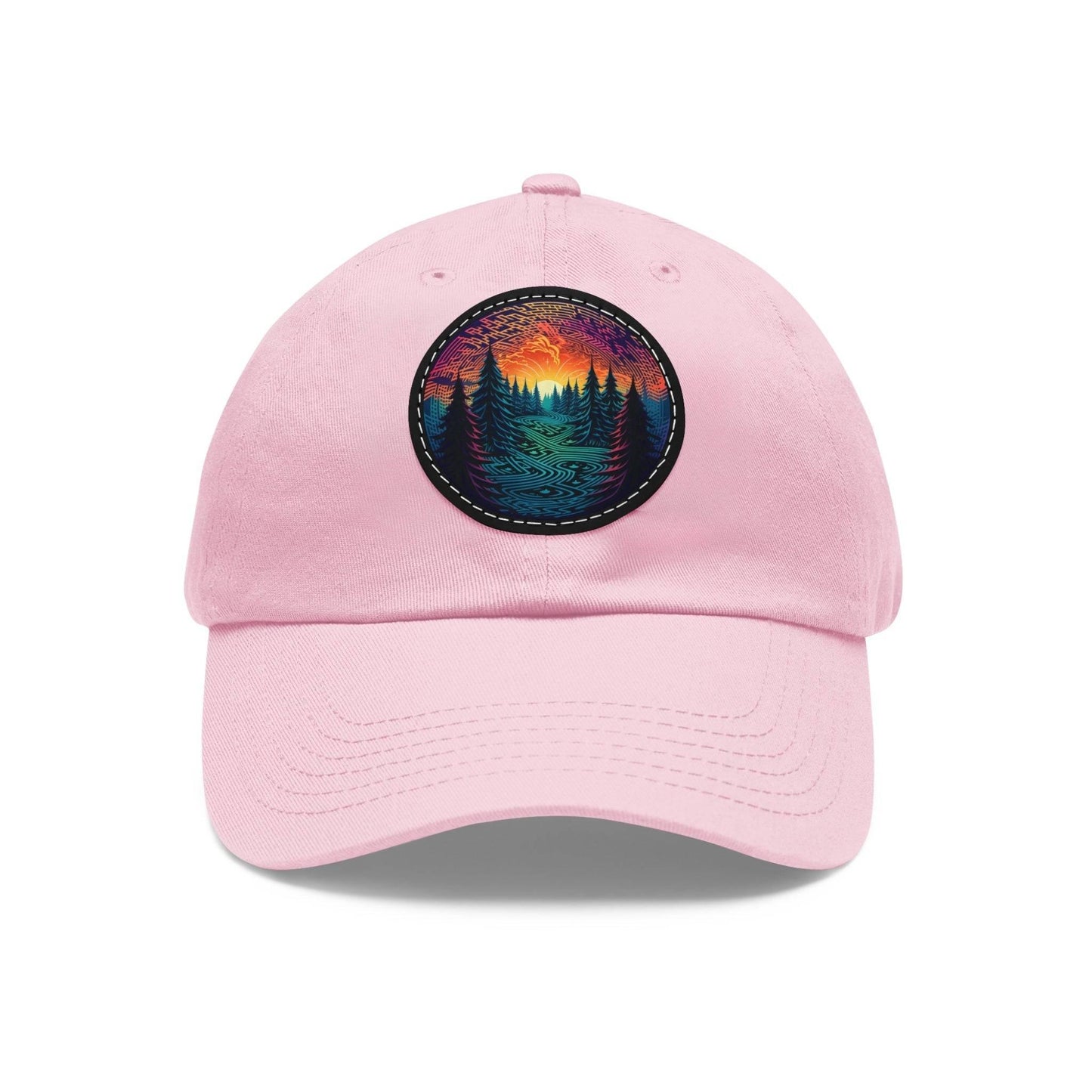 Colorful trees - Dad Hat with Leather Patch (Round) - Quirky Goodies