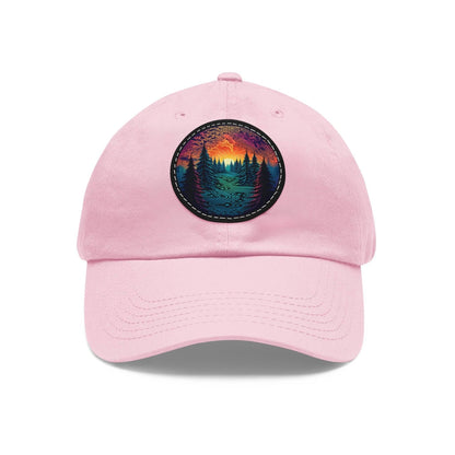 Colorful trees - Dad Hat with Leather Patch (Round) - Quirky Goodies