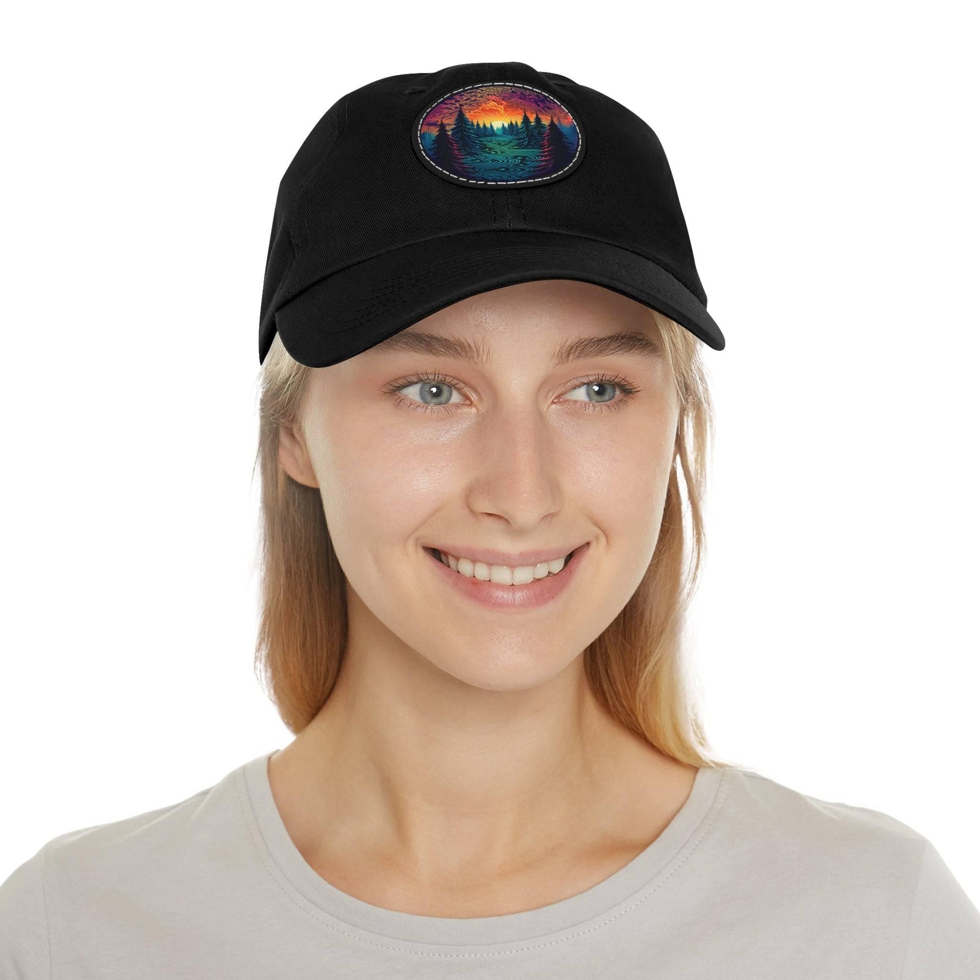 Colorful trees - Dad Hat with Leather Patch (Round) - Quirky Goodies