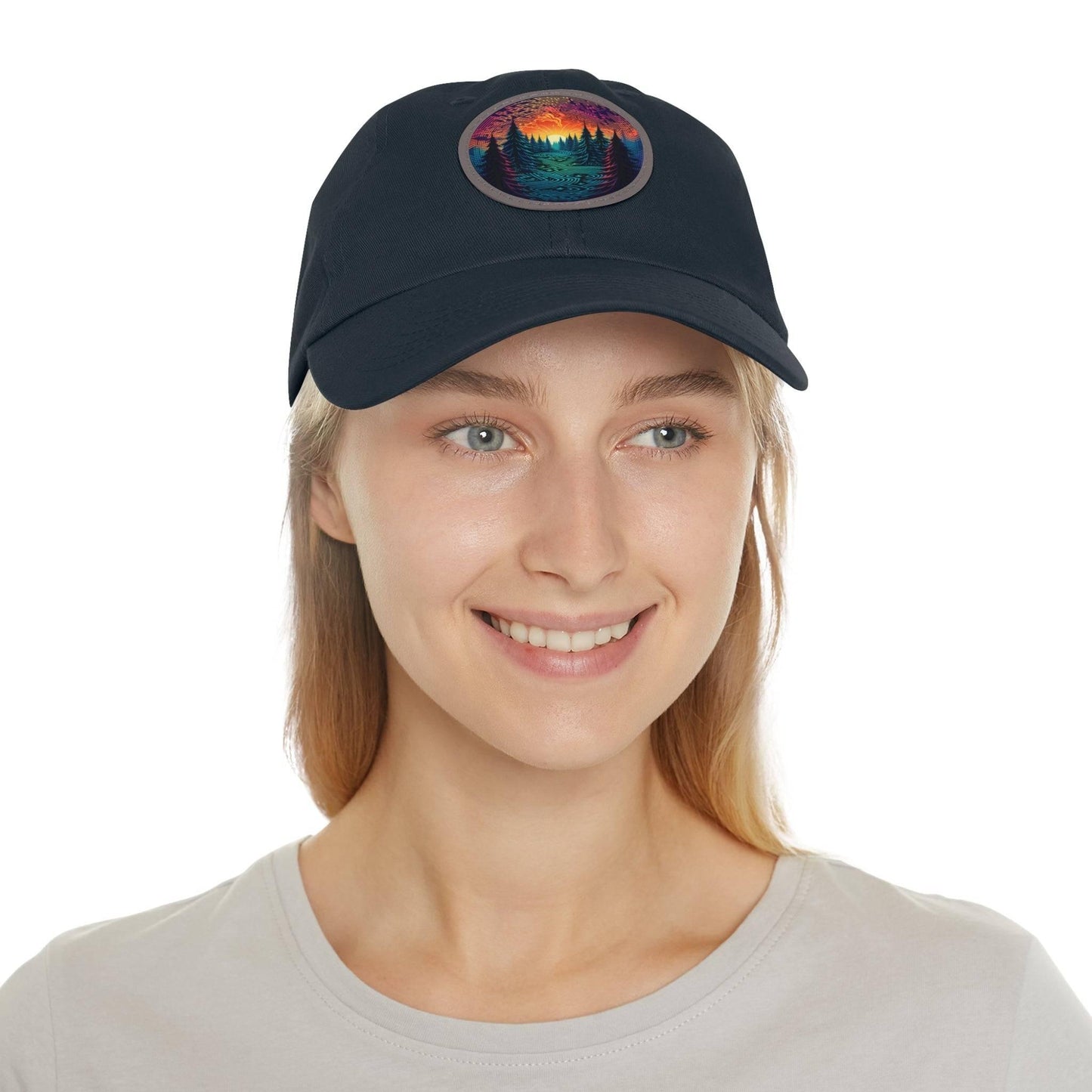 Colorful trees - Dad Hat with Leather Patch (Round) - Quirky Goodies