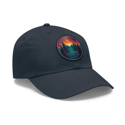 Colorful trees - Dad Hat with Leather Patch (Round) - Quirky Goodies