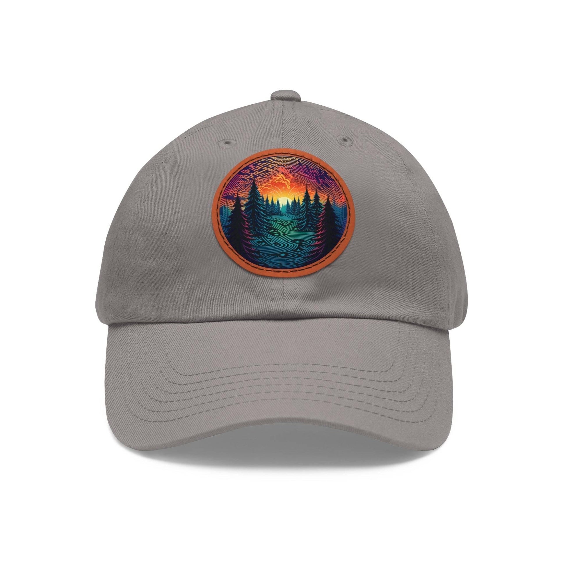 Colorful trees - Dad Hat with Leather Patch (Round) - Quirky Goodies