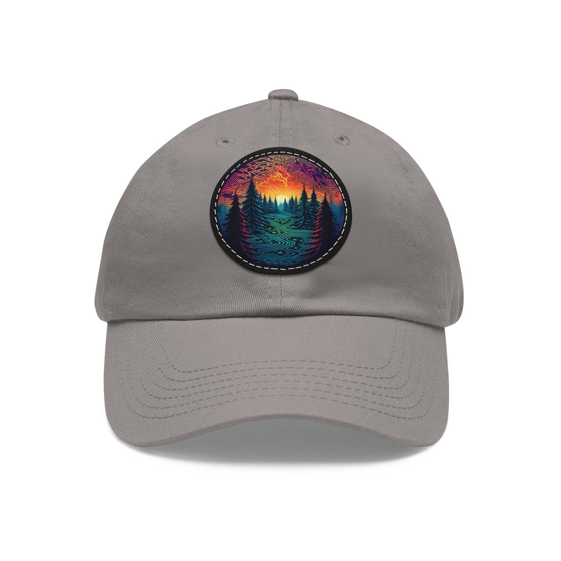 Colorful trees - Dad Hat with Leather Patch (Round) - Quirky Goodies