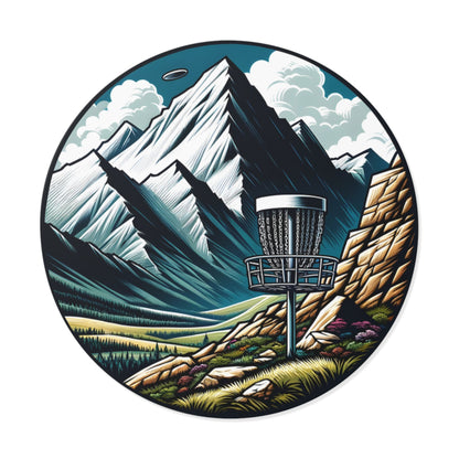 Disc Golf Basket by Mountain v2 - Round Vinyl Stickers - Quirky Goodies