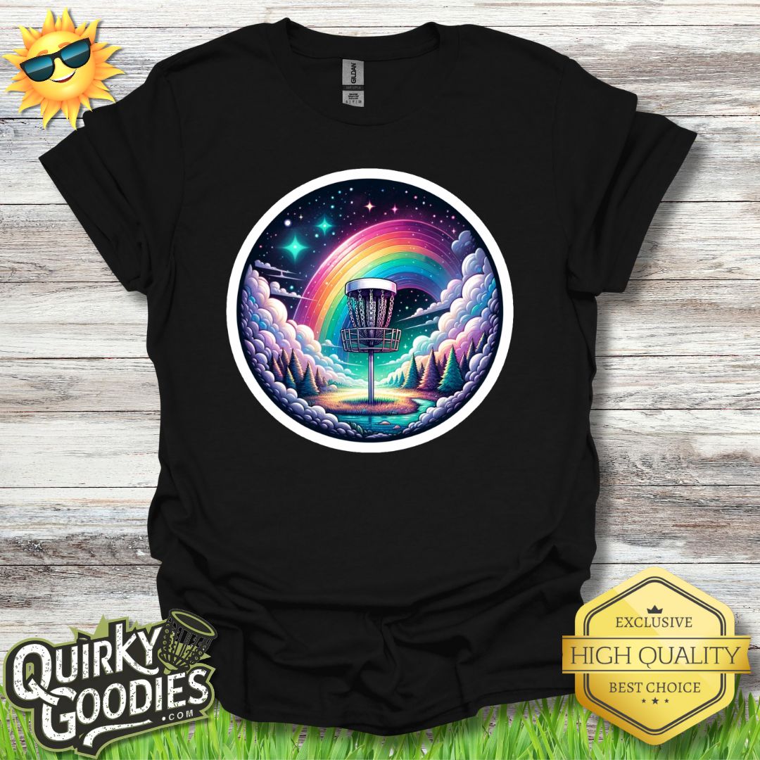 Disc Golf Basket Galaxy Rainbow T - Shirt - Quirky Goodies