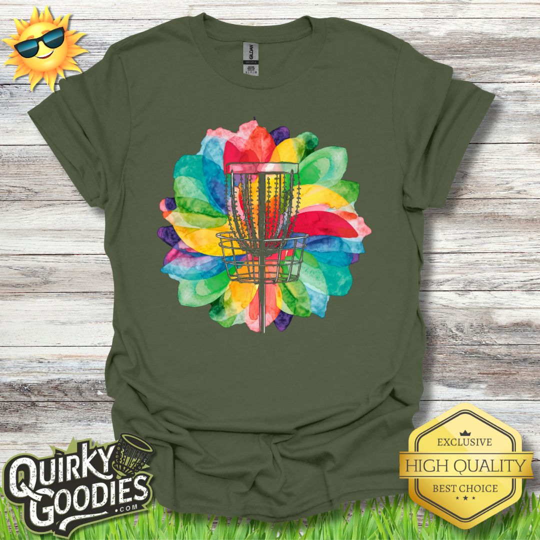 Disc Golf Basket Watercolor v2 T - Shirt - Quirky Goodies