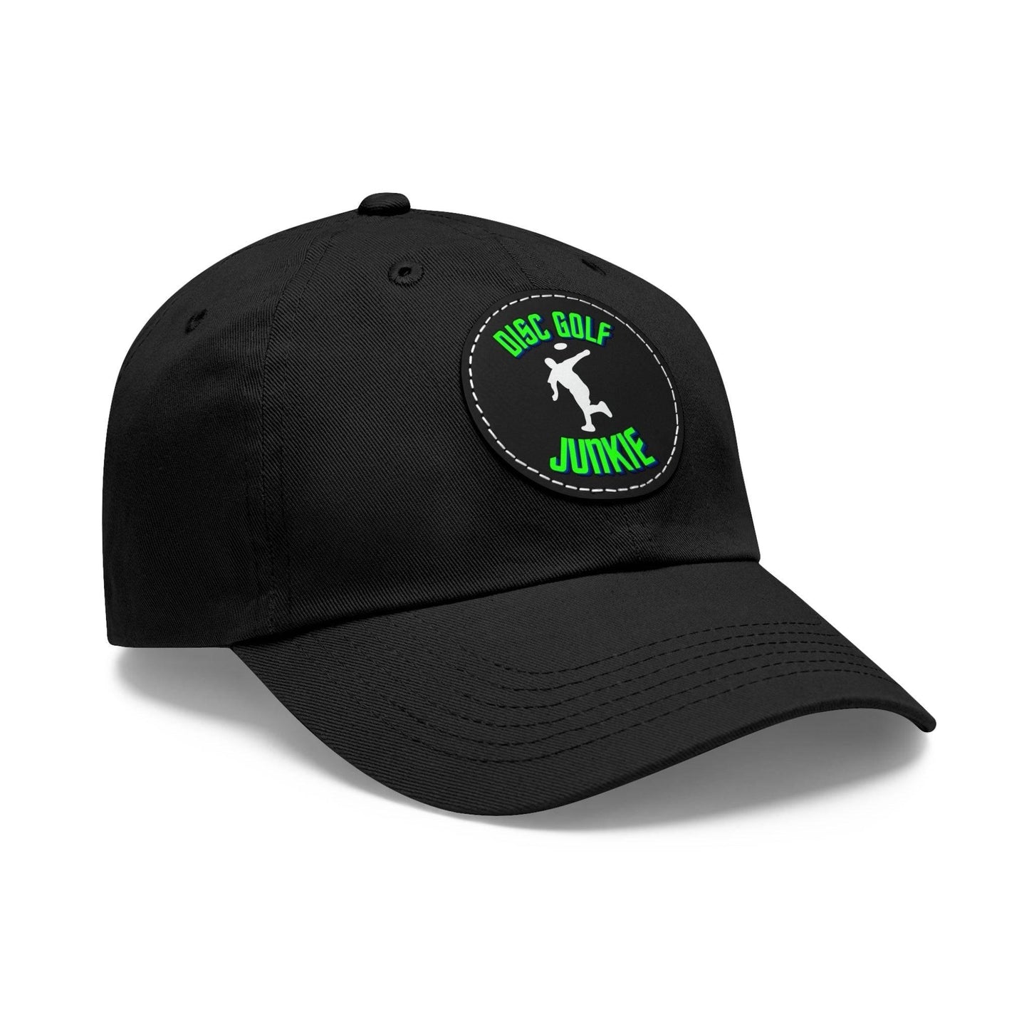 Disc Golf Junkie - Dad Hat with Leather Patch (Round) - Gifts for him - Quirky Goodies