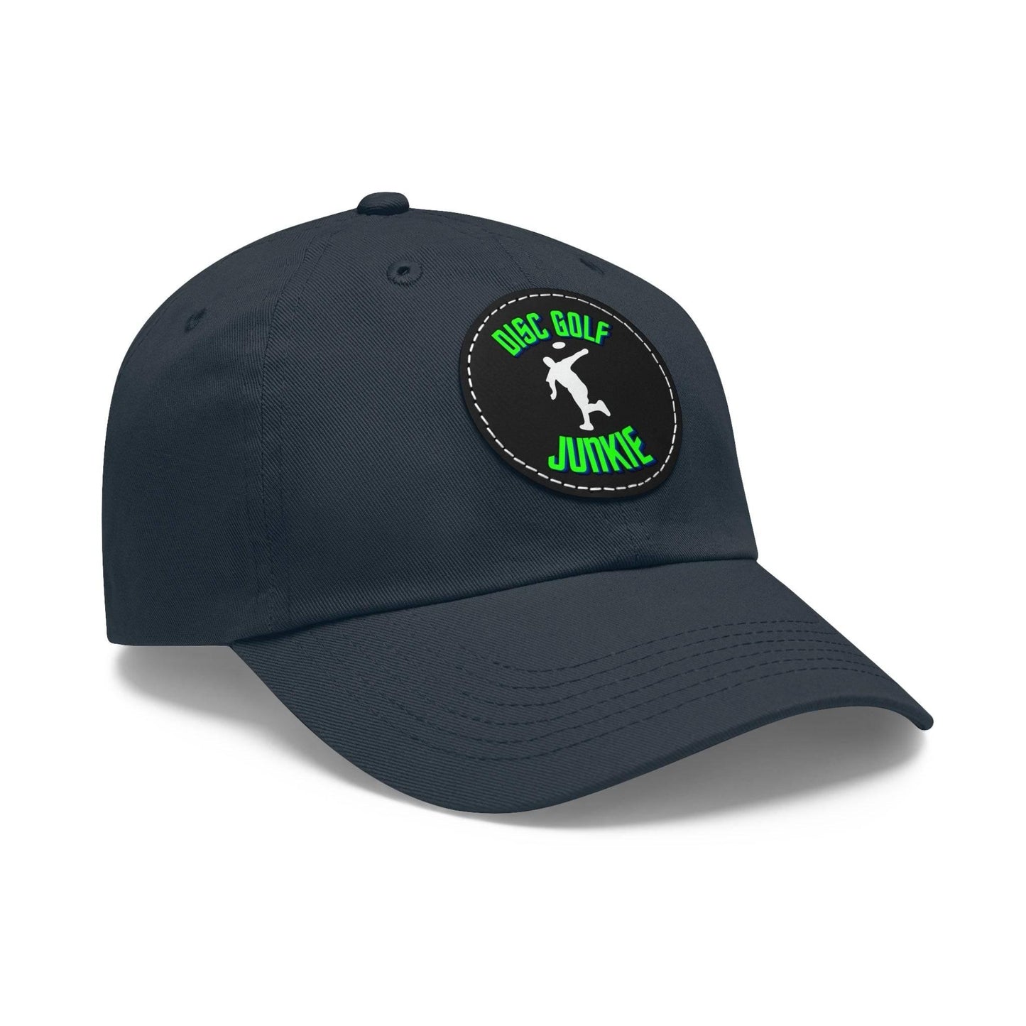 Disc Golf Junkie - Dad Hat with Leather Patch (Round) - Gifts for him - Quirky Goodies