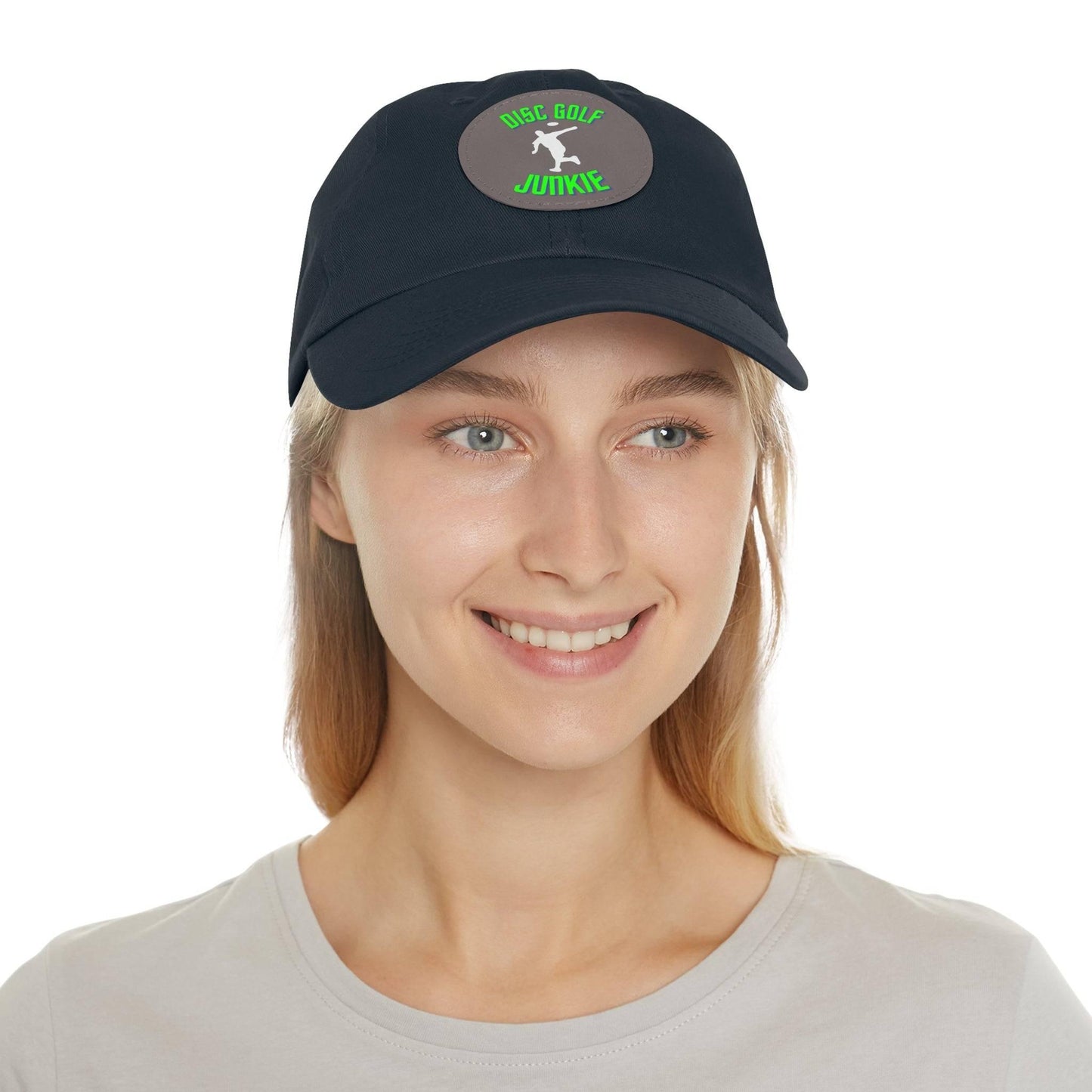 Disc Golf Junkie - Dad Hat with Leather Patch (Round) - Gifts for him - Quirky Goodies