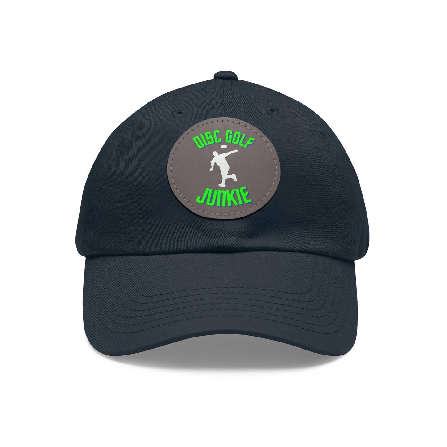 Disc Golf Junkie - Dad Hat with Leather Patch (Round) - Gifts for him - Quirky Goodies