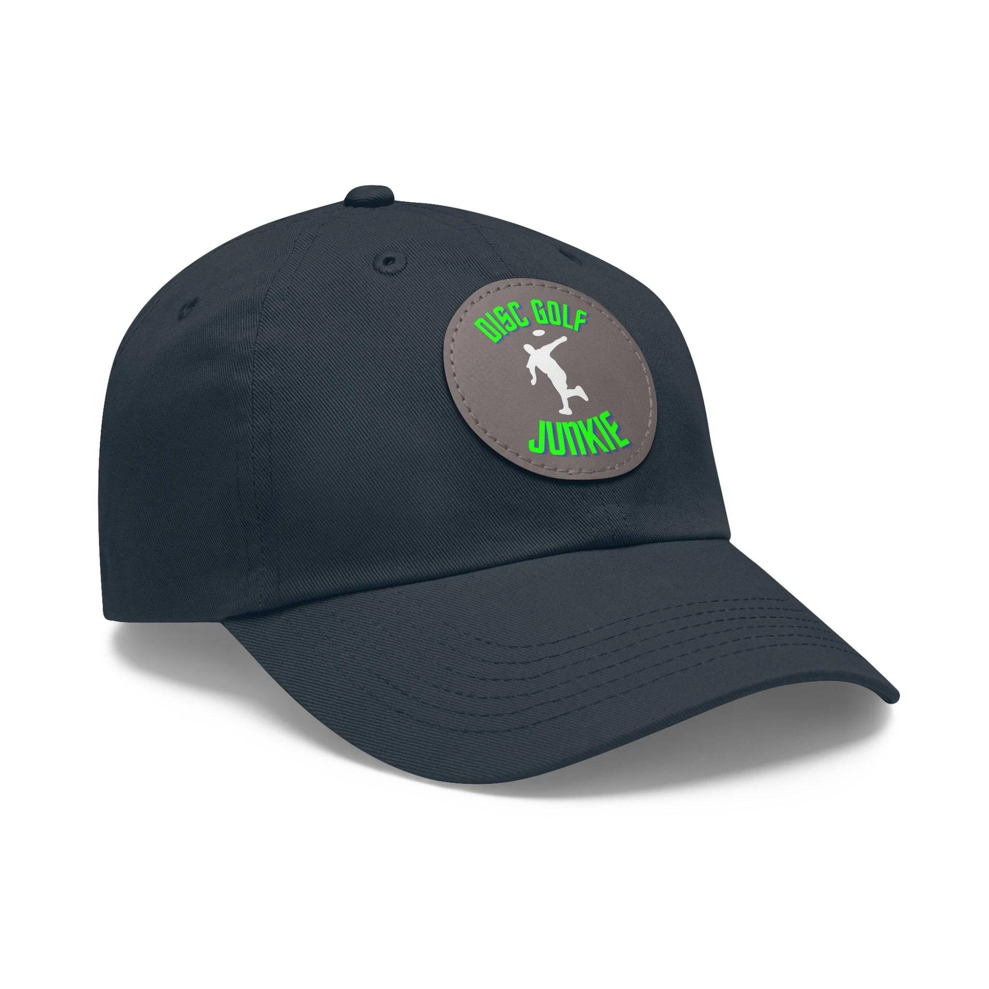 Disc Golf Junkie - Dad Hat with Leather Patch (Round) - Gifts for him - Quirky Goodies