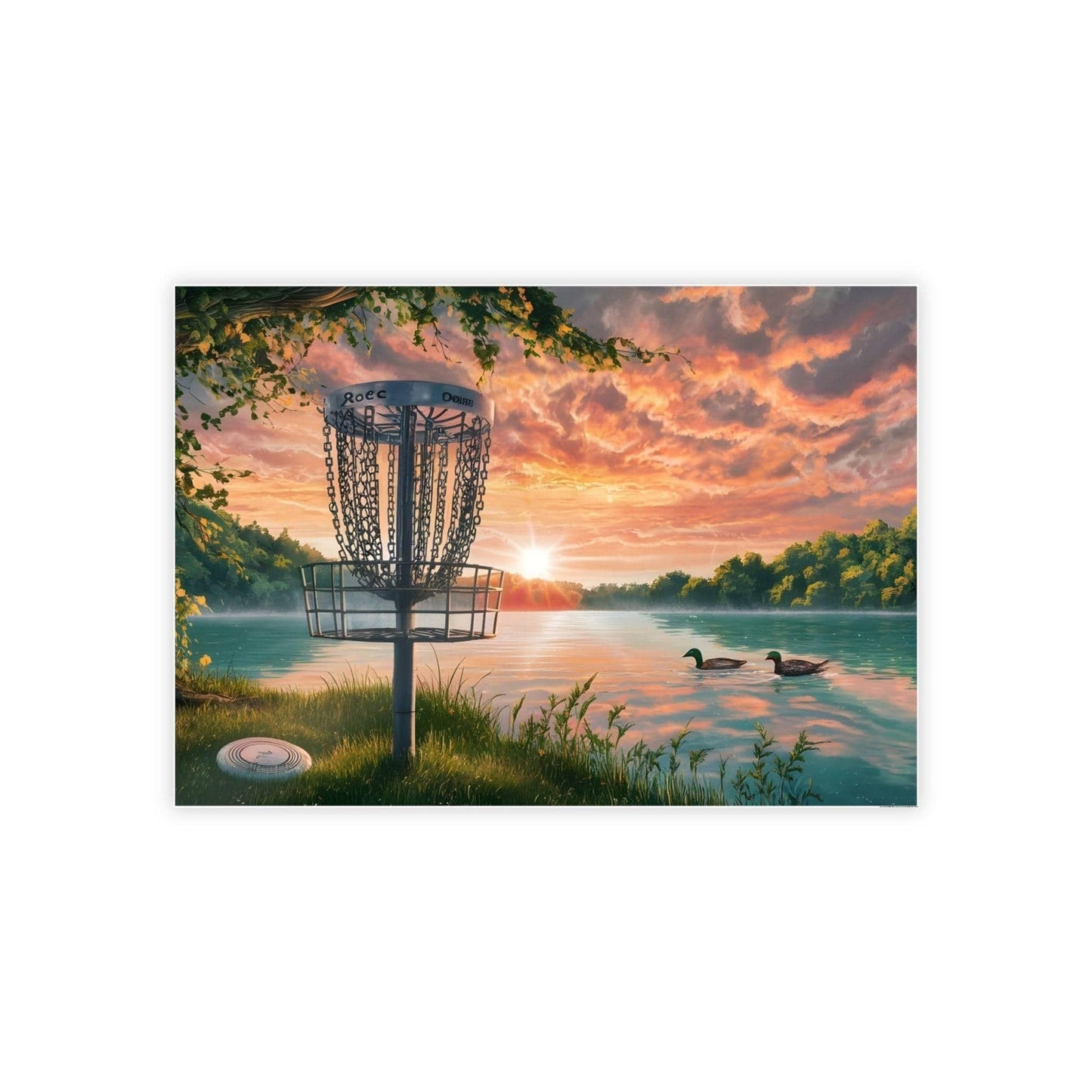 Disc Golf Pink Swirls Sunset Poster - Gloss Posters - Quirky Goodies