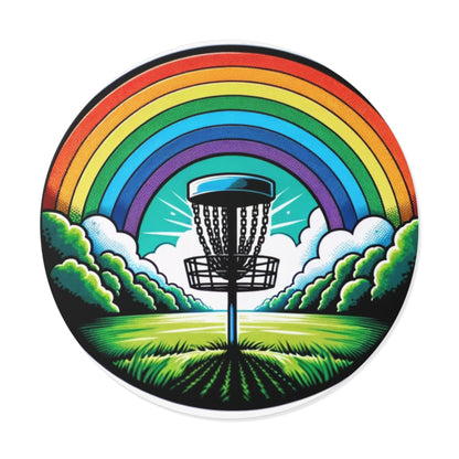 Disc Golf Rainbow Sticker - Round Vinyl Stickers - Quirky Goodies