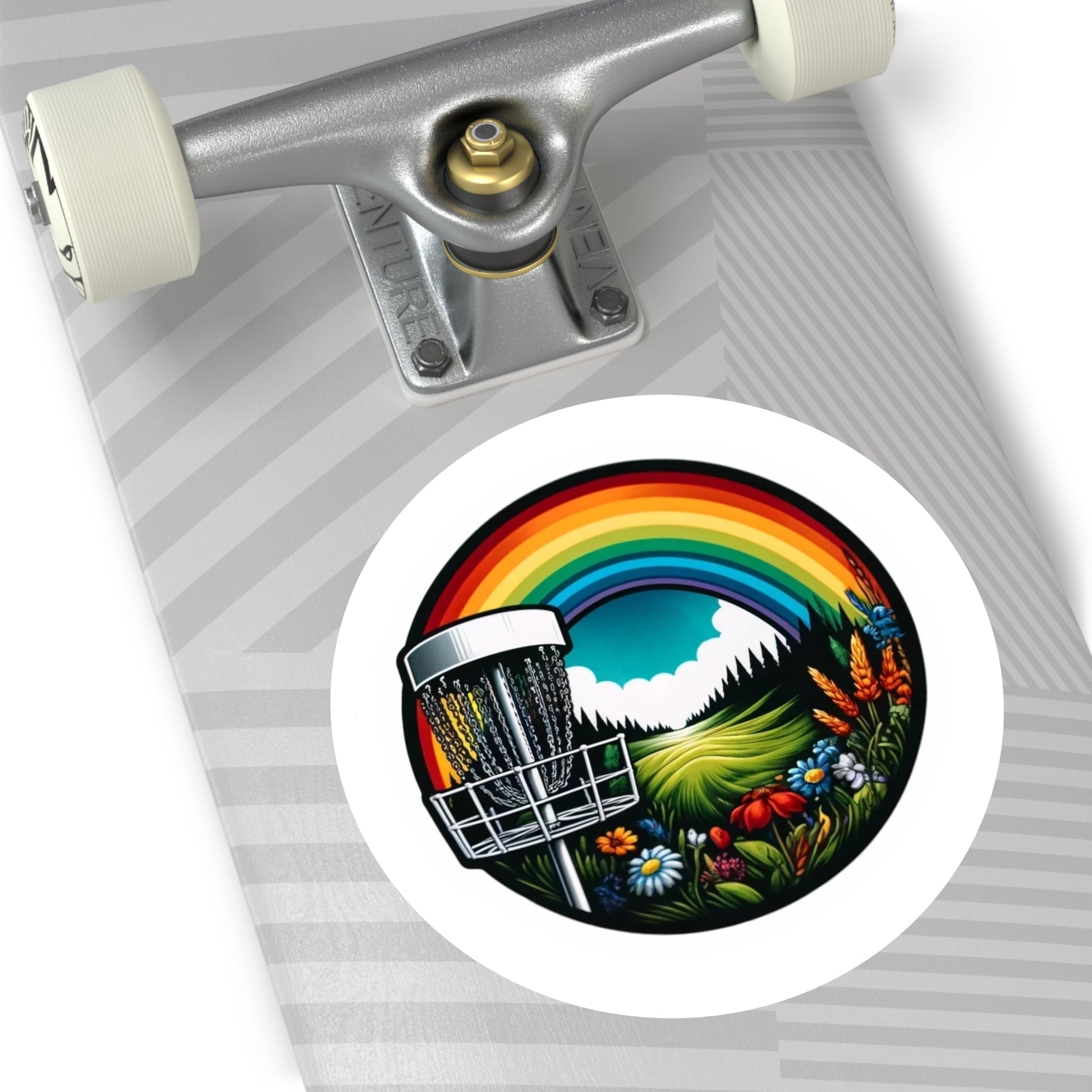 Disc Golf Rainbow v2 Sticker - Round Vinyl Stickers - Quirky Goodies