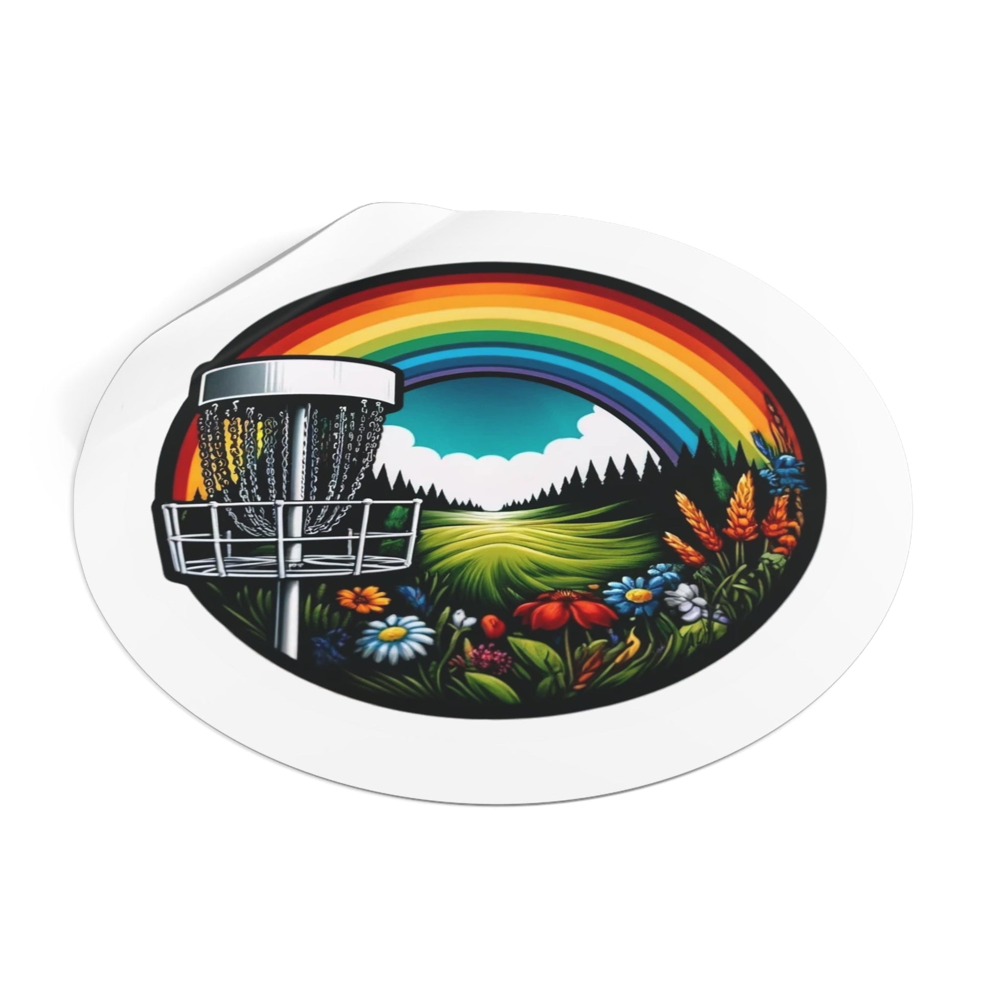 Disc Golf Rainbow v2 Sticker - Round Vinyl Stickers - Quirky Goodies