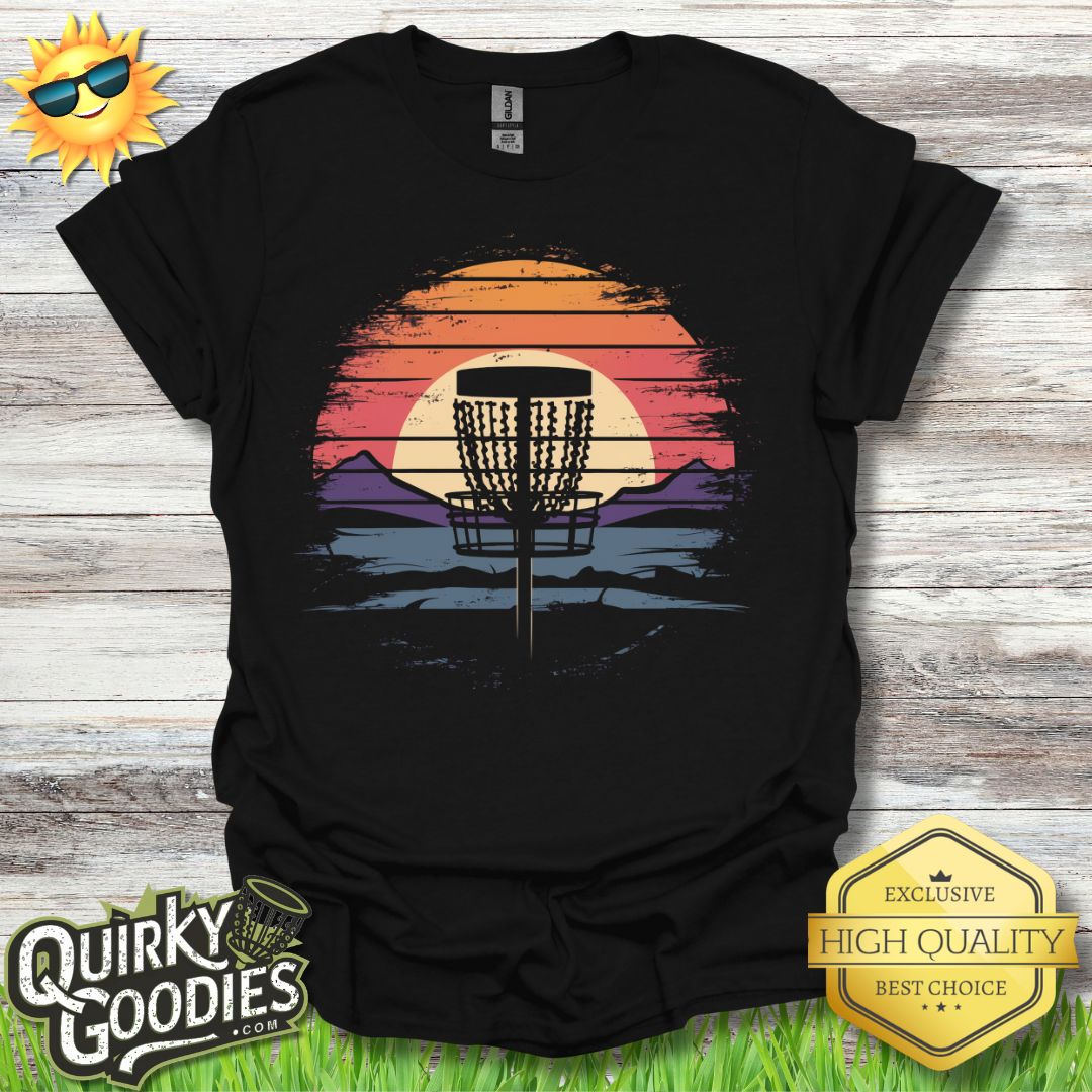 Fun Disc Golf Basket Shirt - Sunset Vintage v2 - Unisex Jersey Short Sleeve Tee - Quirky Goodies