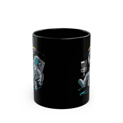 Fun Disc Golf Mug - Astronaut Playing Disc Golf - Black Mug (11oz, 15oz) - Quirky Goodies