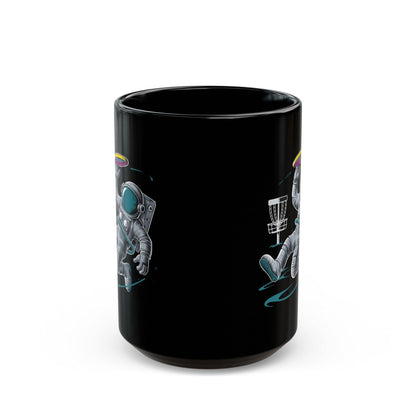 Fun Disc Golf Mug - Astronaut Playing Disc Golf - Black Mug (11oz, 15oz) - Quirky Goodies