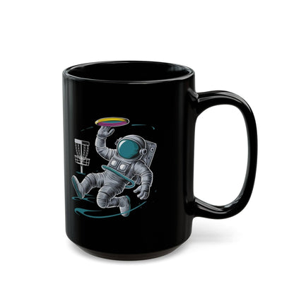 Fun Disc Golf Mug - Astronaut Playing Disc Golf - Black Mug (11oz, 15oz) - Quirky Goodies