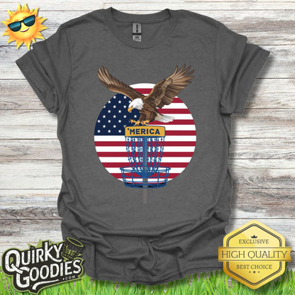 Fun Disc Golf Shirt - American Eagle Disc Golf Basket - Unisex Jersey Short Sleeve Tee - Quirky Goodies