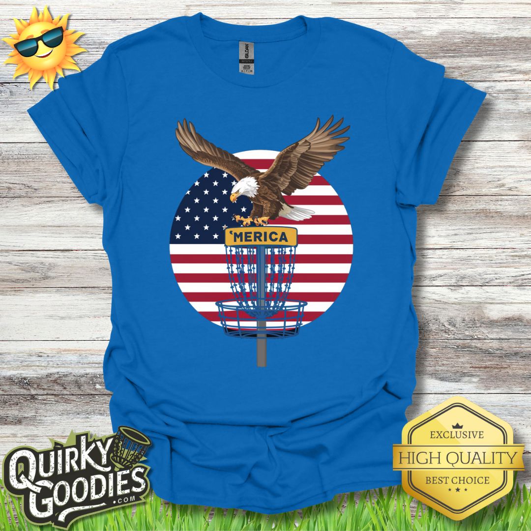 Fun Disc Golf Shirt - American Eagle Disc Golf Basket - Unisex Jersey Short Sleeve Tee - Quirky Goodies