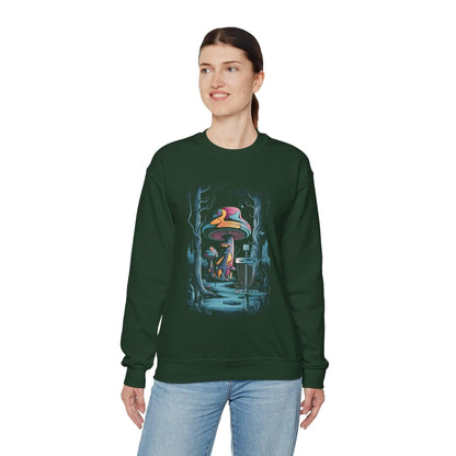 Fun Disc Golf Sweatshirt - Disc Golf Mushroom Tree - Unisex Heavy Blend™ Crewneck Sweatshirt - Quirky Goodies