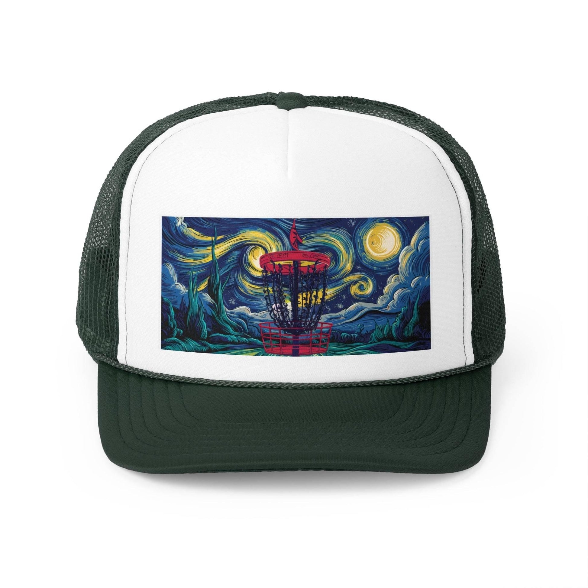 Fun Disc Golf Trucker Hat - Starry Night Disc Golf Basket - Trucker Caps - Quirky Goodies