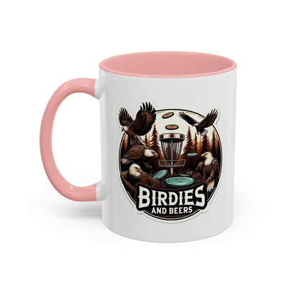 Funny Disc Golf Mug - Birdies and Beers - Accent Coffee Mug, 11oz - Quirky Goodies