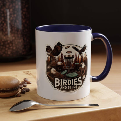 Funny Disc Golf Mug - Birdies and Beers - Accent Coffee Mug, 11oz - Quirky Goodies