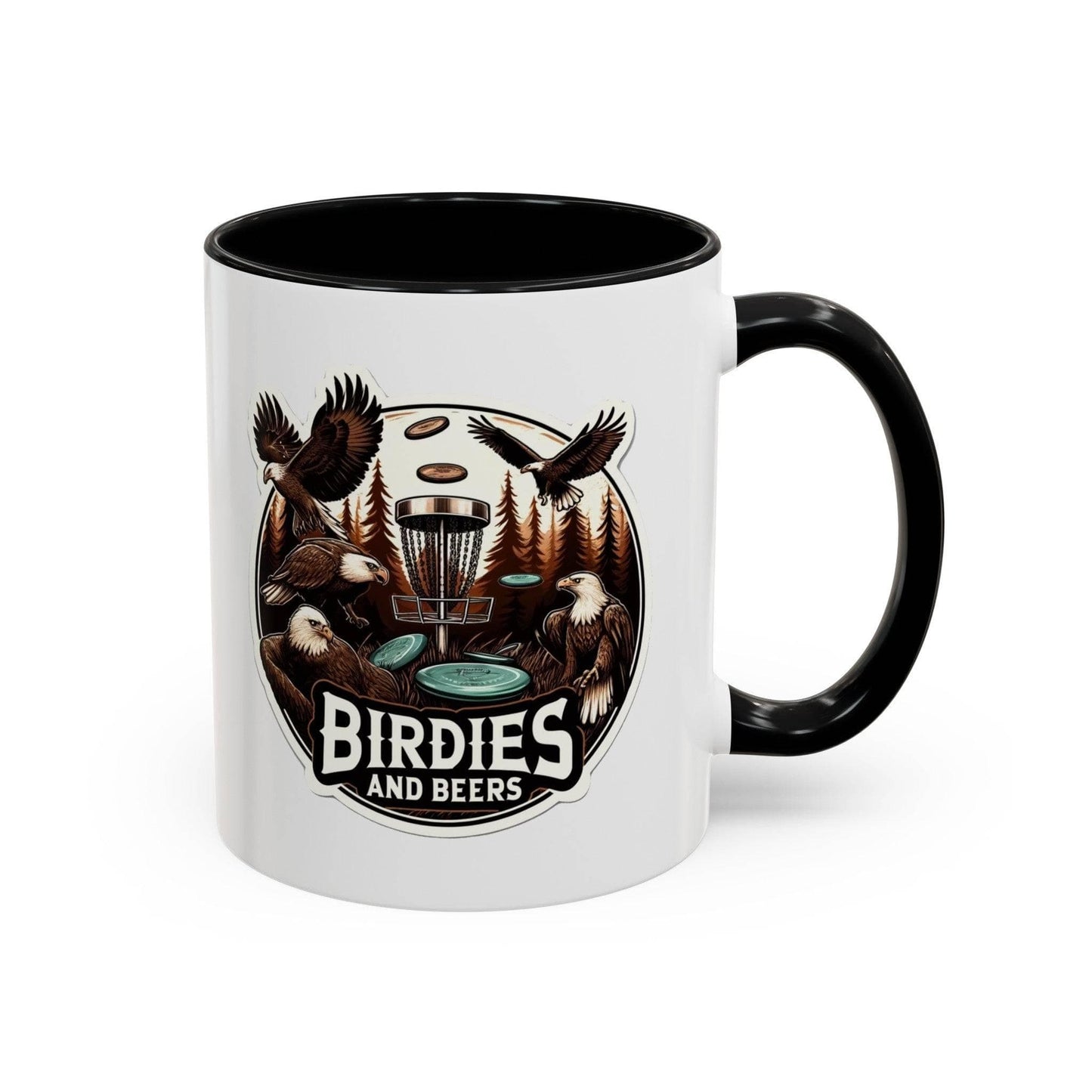 Funny Disc Golf Mug - Birdies and Beers - Accent Coffee Mug, 11oz - Quirky Goodies