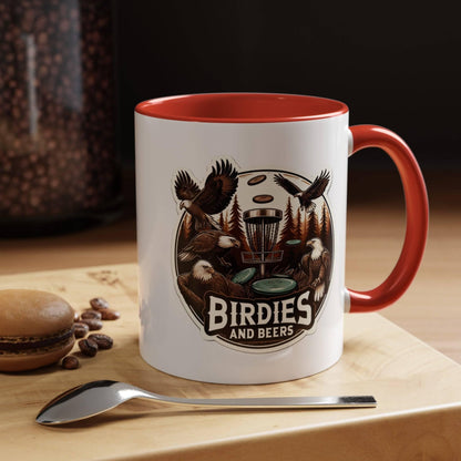 Funny Disc Golf Mug - Birdies and Beers - Accent Coffee Mug, 11oz - Quirky Goodies