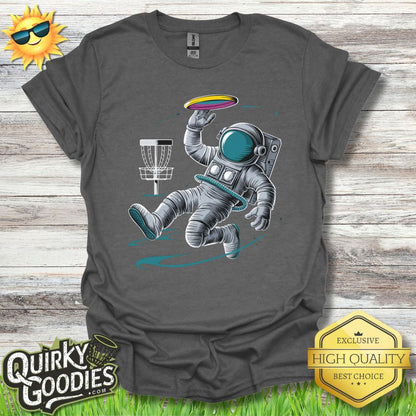 Funny Disc Golf Shirt - Astronaut Playing Disc Golf In Space - Unisex Jersey Short Sleeve Tee - Quirky Goodies