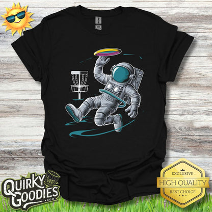 Funny Disc Golf Shirt - Astronaut Playing Disc Golf In Space - Unisex Jersey Short Sleeve Tee - Quirky Goodies