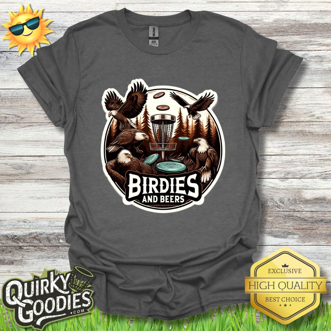 Funny Disc Golf Shirt - "Birdies & Beers" - Unisex Jersey Short Sleeve Tee - Quirky Goodies