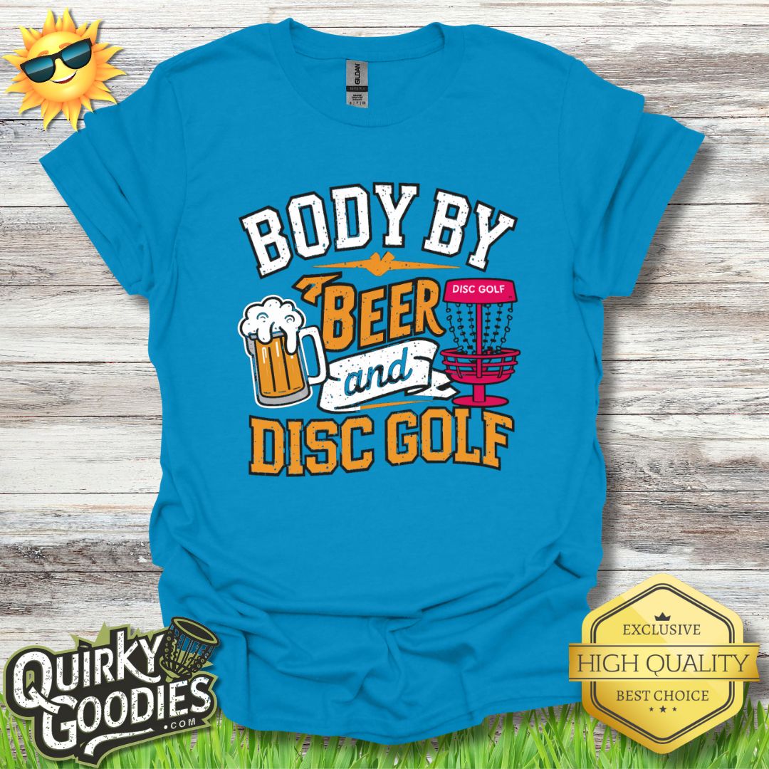 Funny Disc Golf Shirt - Body By Beer and Disc Golf - Unisex Jersey Short Sleeve Tee - Quirky Goodies