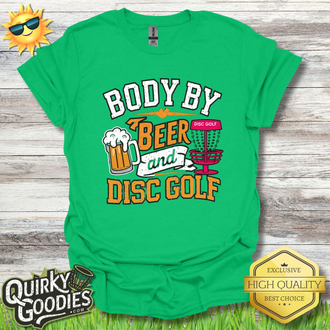 Funny Disc Golf Shirt - Body By Beer and Disc Golf - Unisex Jersey Short Sleeve Tee - Quirky Goodies