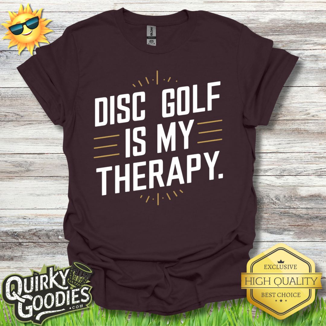 Funny Disc Golf Shirt - Disc Golf Is My Therapy - Unisex Jersey Short Sleeve Tee - Quirky Goodies
