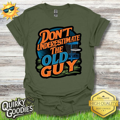 Funny Disc Golf Shirt - Don't Underestimate the Old Guy v2 - Unisex Jersey Short Sleeve Tee - Quirky Goodies