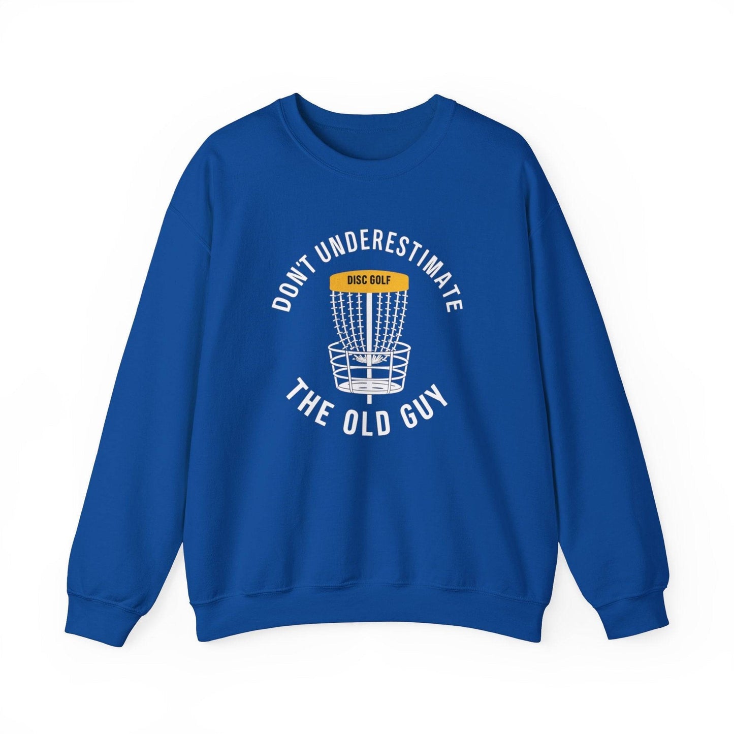 Funny Disc Golf Sweatshirt - Don't Underestimate the Old Guy - Unisex Heavy Blend™ Crewneck Sweatshirt - Quirky Goodies