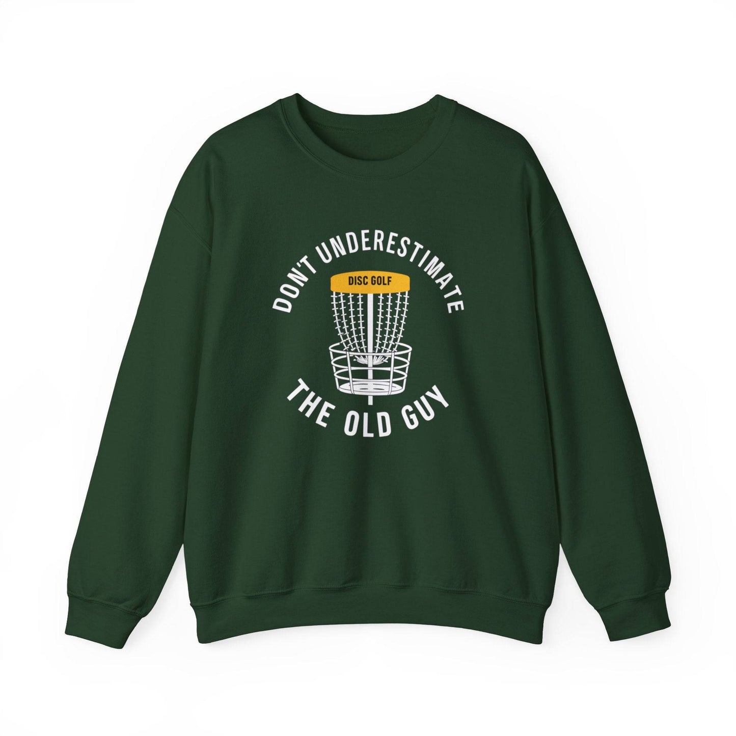 Funny Disc Golf Sweatshirt - Don't Underestimate the Old Guy - Unisex Heavy Blend™ Crewneck Sweatshirt - Quirky Goodies