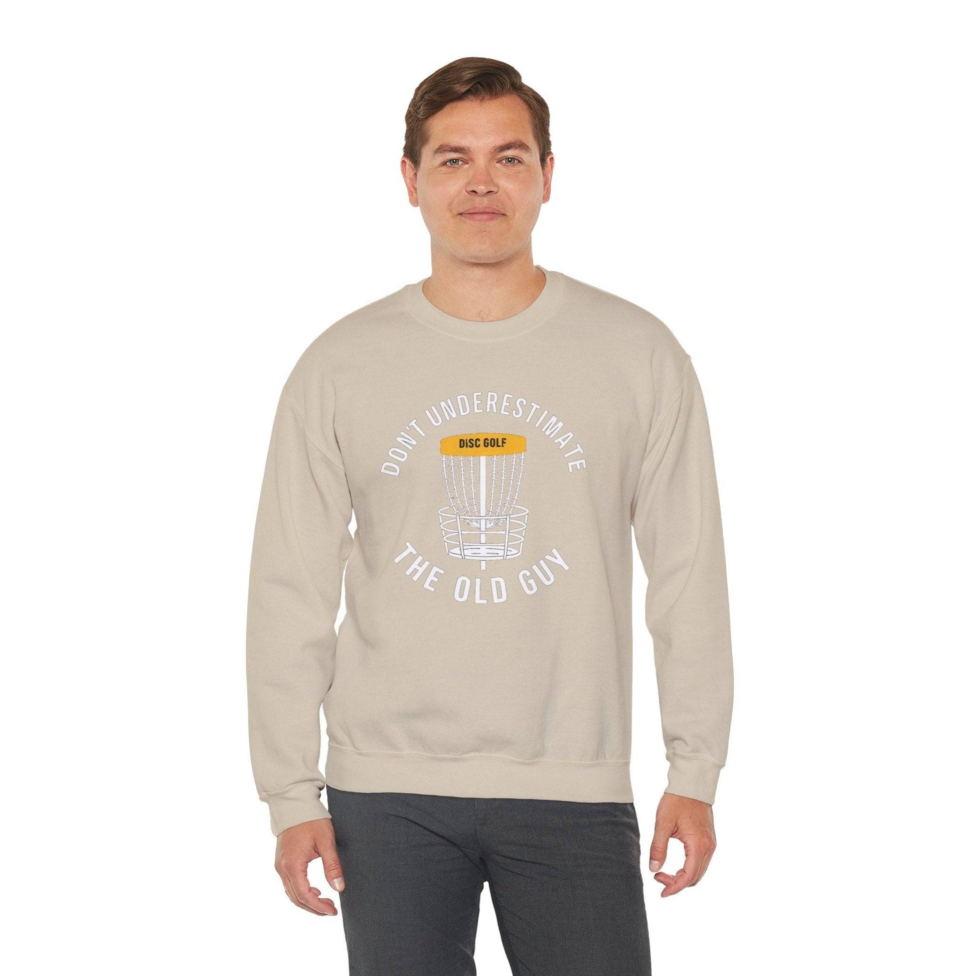 Funny Disc Golf Sweatshirt - Don't Underestimate the Old Guy - Unisex Heavy Blend™ Crewneck Sweatshirt - Quirky Goodies