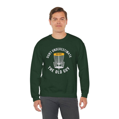 Funny Disc Golf Sweatshirt - Don't Underestimate the Old Guy - Unisex Heavy Blend™ Crewneck Sweatshirt - Quirky Goodies