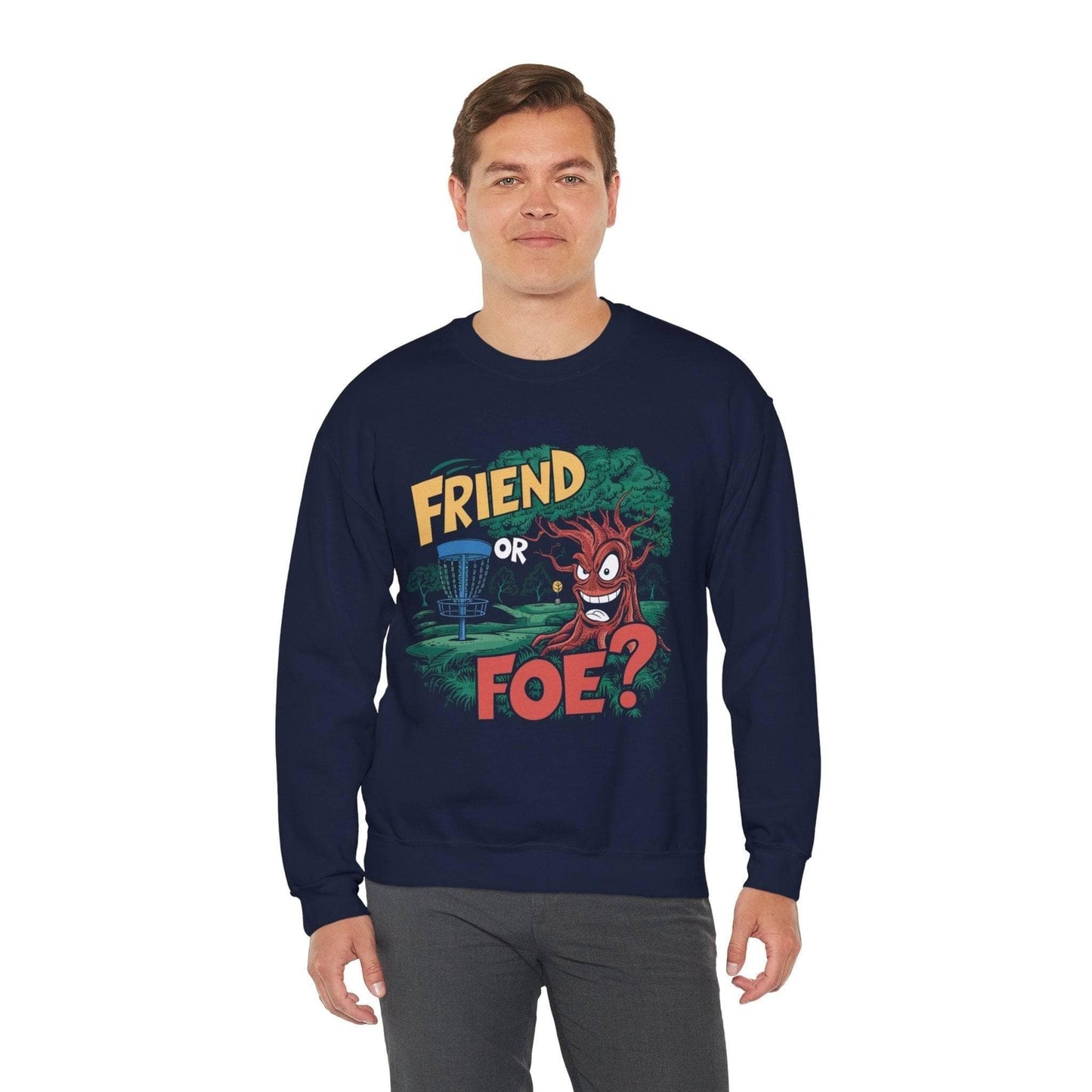 Funny Disc Golf Sweatshirt - Tree Friend or Foe - Unisex Heavy Blend™ Crewneck Sweatshirt - Quirky Goodies