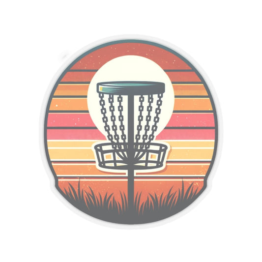 Retro Disc Golf Basket - Kiss-Cut Sticker - Quirky Goodies