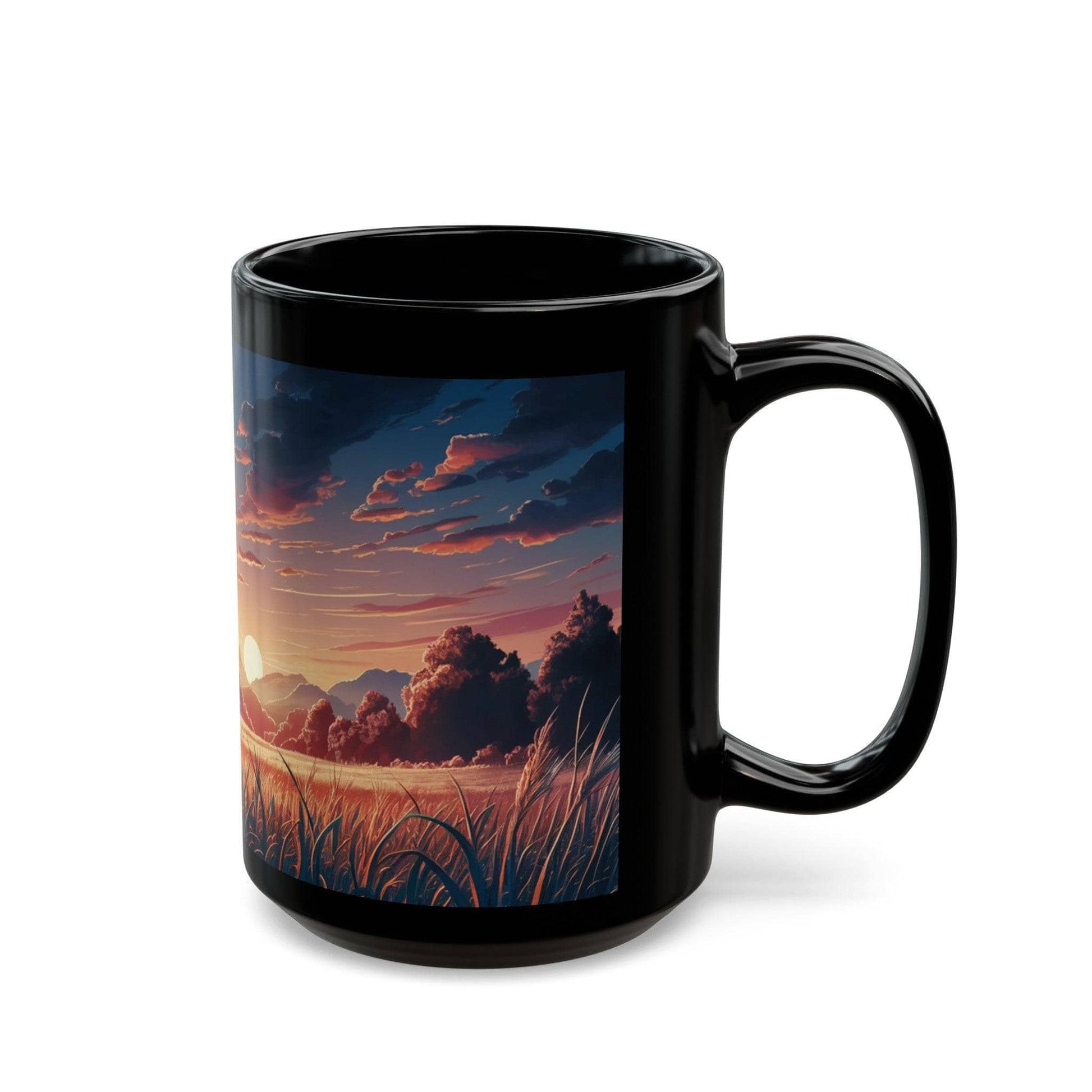 Scenic Disc Golf Basket at Sunset - Black Mug (11oz, 15oz) - Quirky Goodies