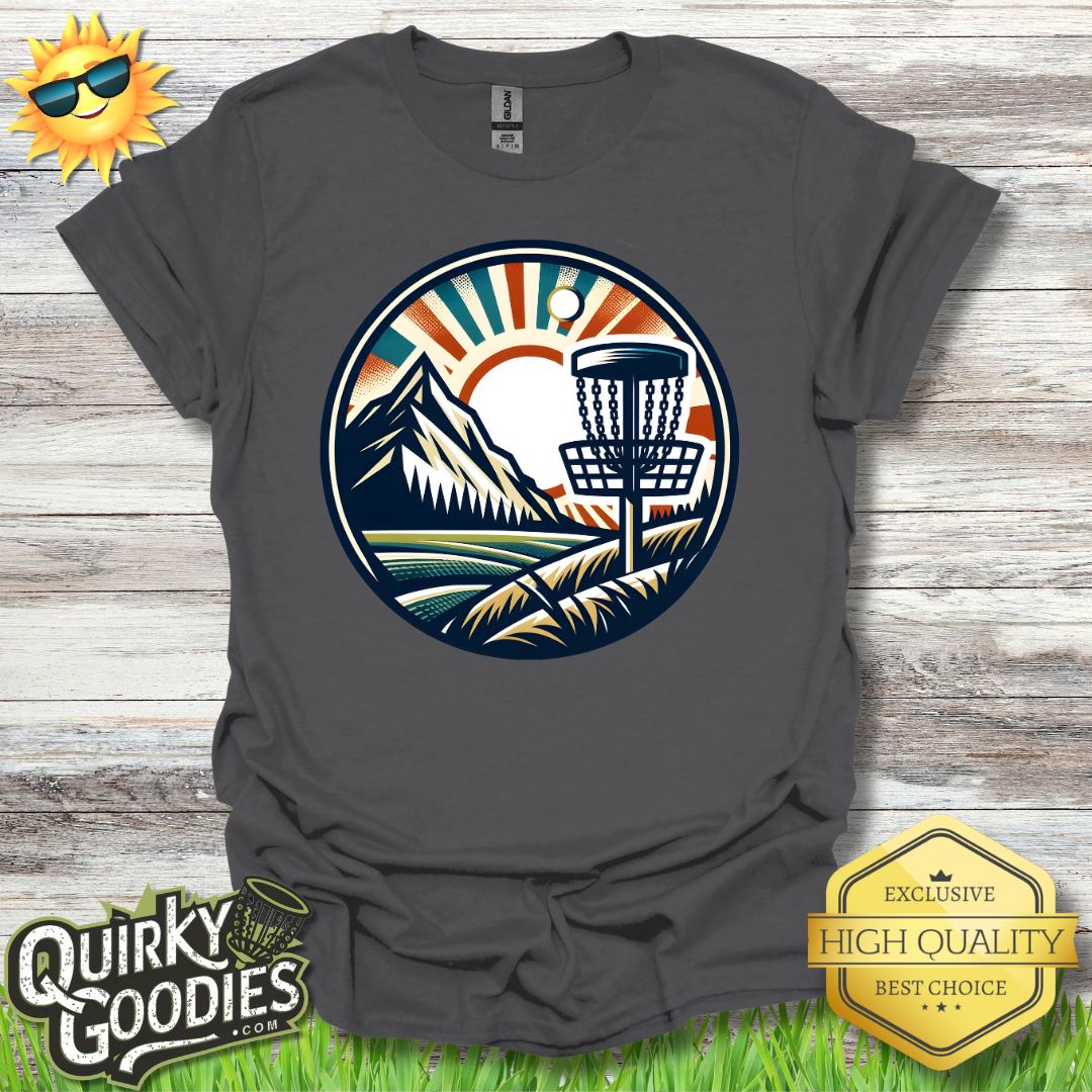 Scenic Disc Golf Shirt - Retro Mountain Scene T - Shirt - Quirky Goodies