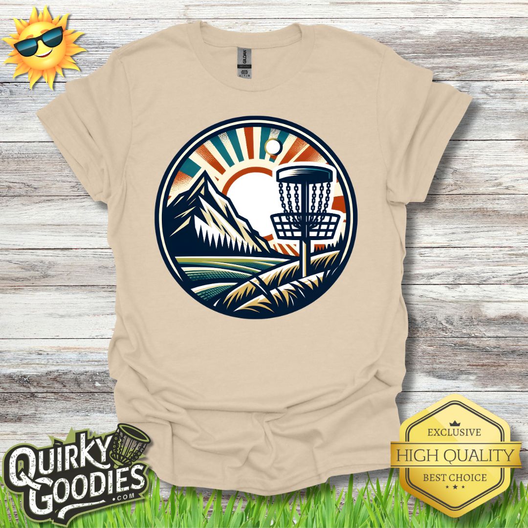 Scenic Disc Golf Shirt - Retro Mountain Scene T - Shirt - Quirky Goodies