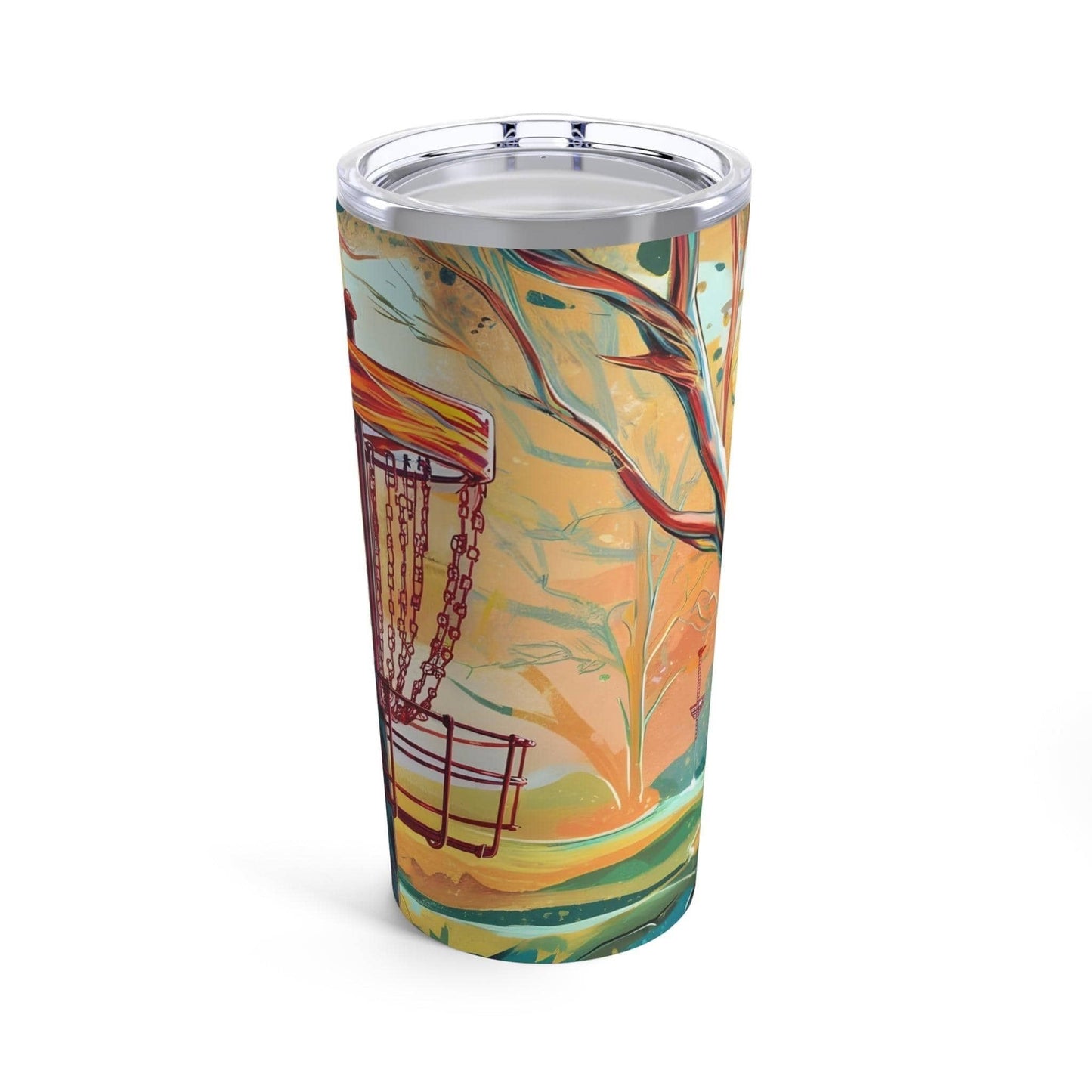 Scenic Disc Golf Tumbler - Abstract Pink Swirls Basket - Tumbler 20oz - Quirky Goodies