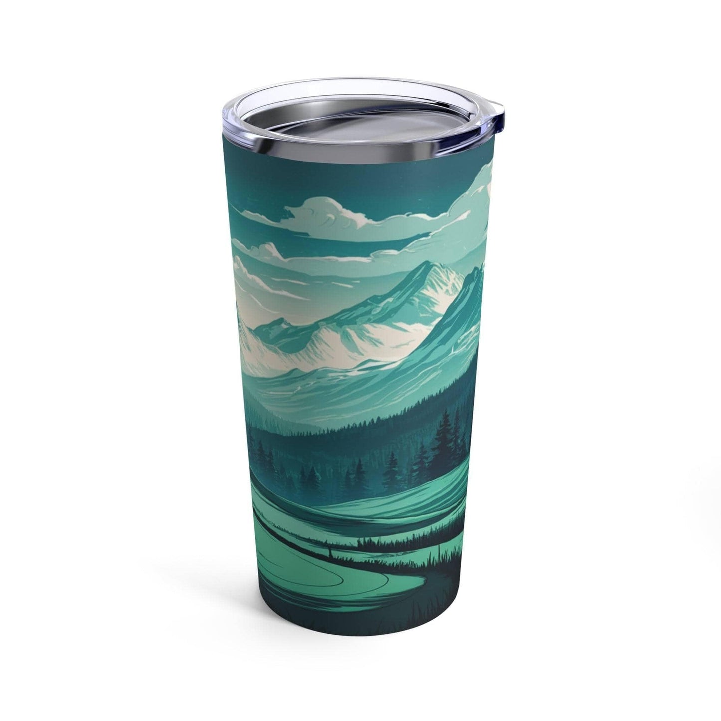 Scenic Disc Golf Tumbler - Disc Golf Basket Grass and Mountains - Tumbler 20oz - Quirky Goodies